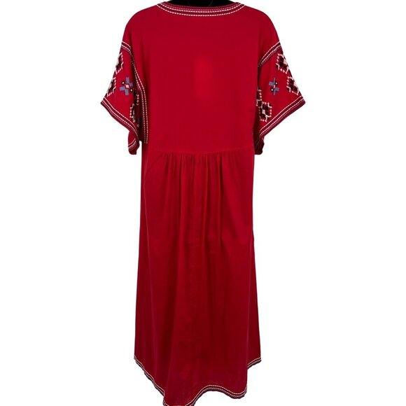 Zara Red Embroidered V-Neck Midi Shift Dress Size XL Extra Large Women NWT New - Picture 6 of 10